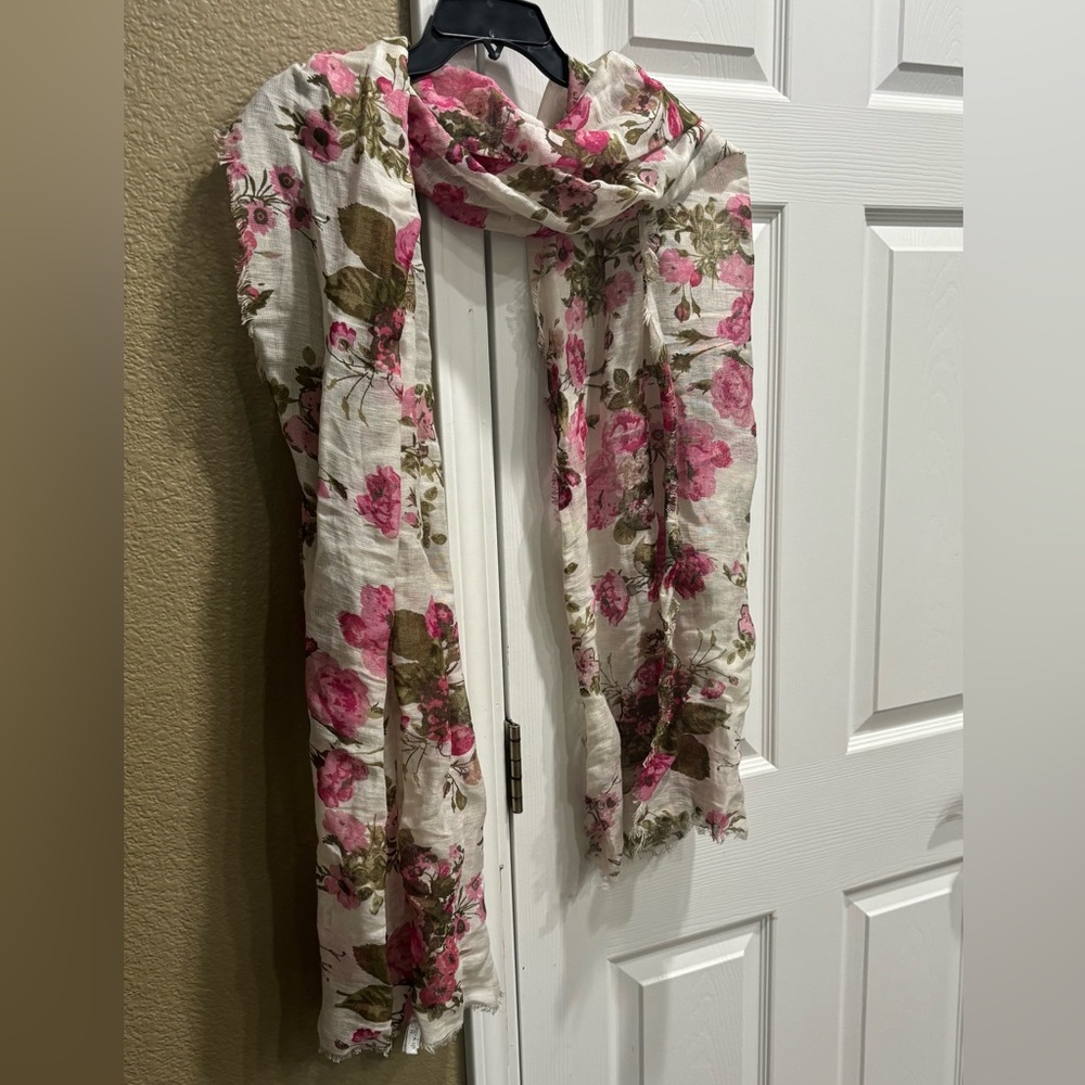 H&M Pink and Olive Floral Scarf